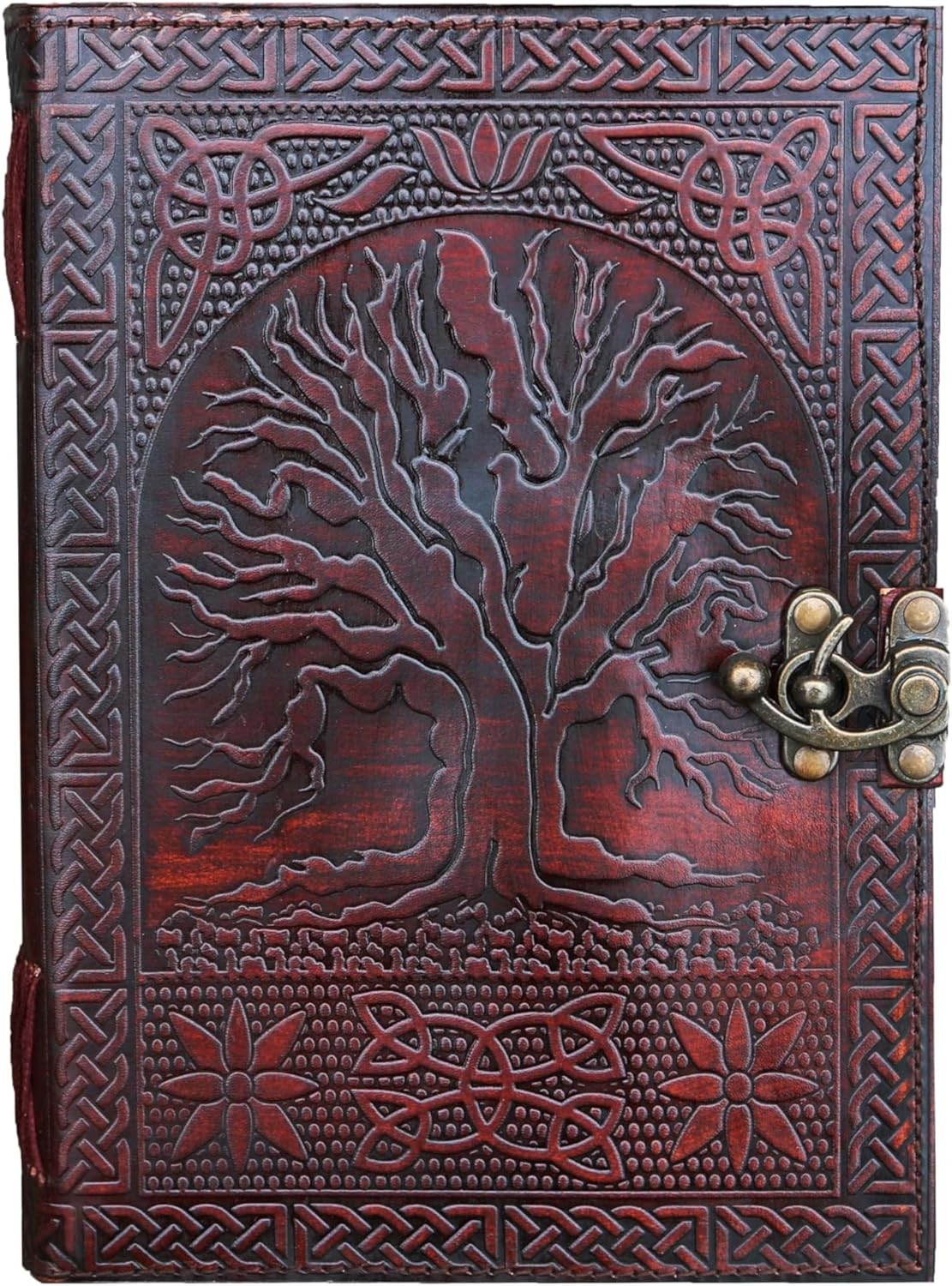 Jaald 25 Cm Blank Book Tree of Life Grimoire Leather Journal Book of Shadows Spell Book Leather Diary Journal Notebook Sketchbook for Artists