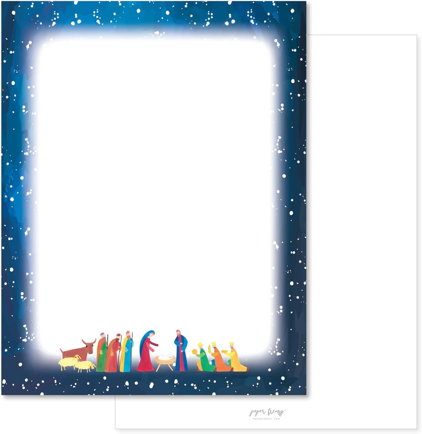 Paper Frenzy Abstract Nativity Religious Christmas Holiday Letterhead Paper Pack of 75