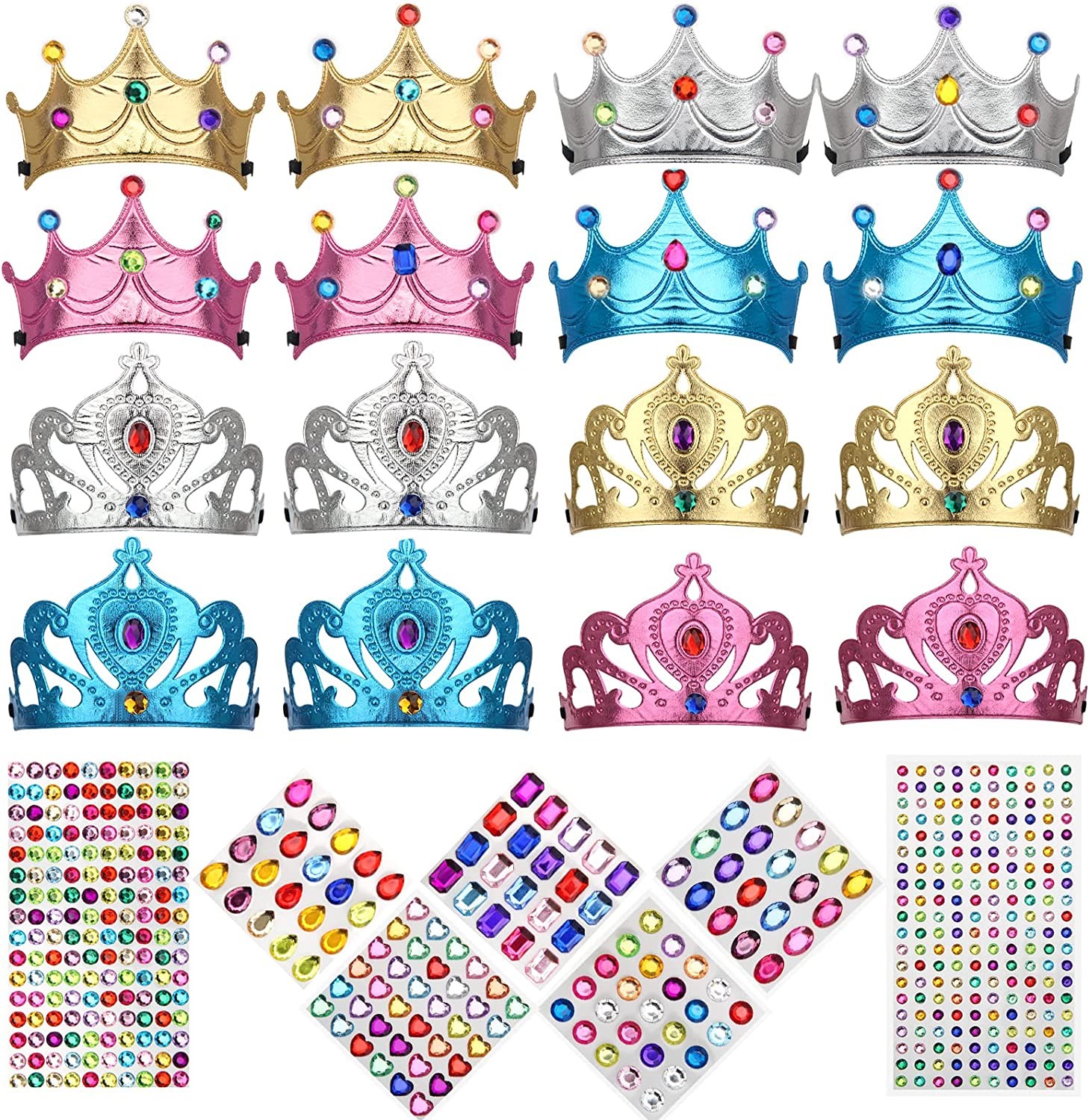 16 Packs Foam Princess Crowns and Tiaras for Birthday Party Favors Hats