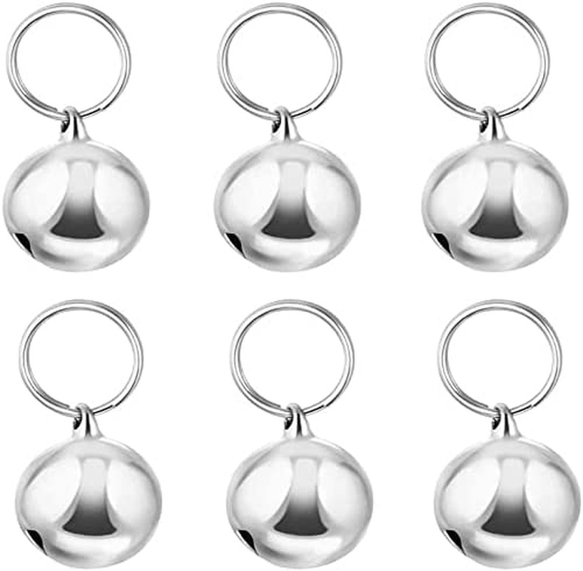 Weforu Dog Collar Bells 6Pcs Cat Collar Bells Copper Bell Training Charm for Pet Cat Dog Necklace Collar (Silver 16MM)