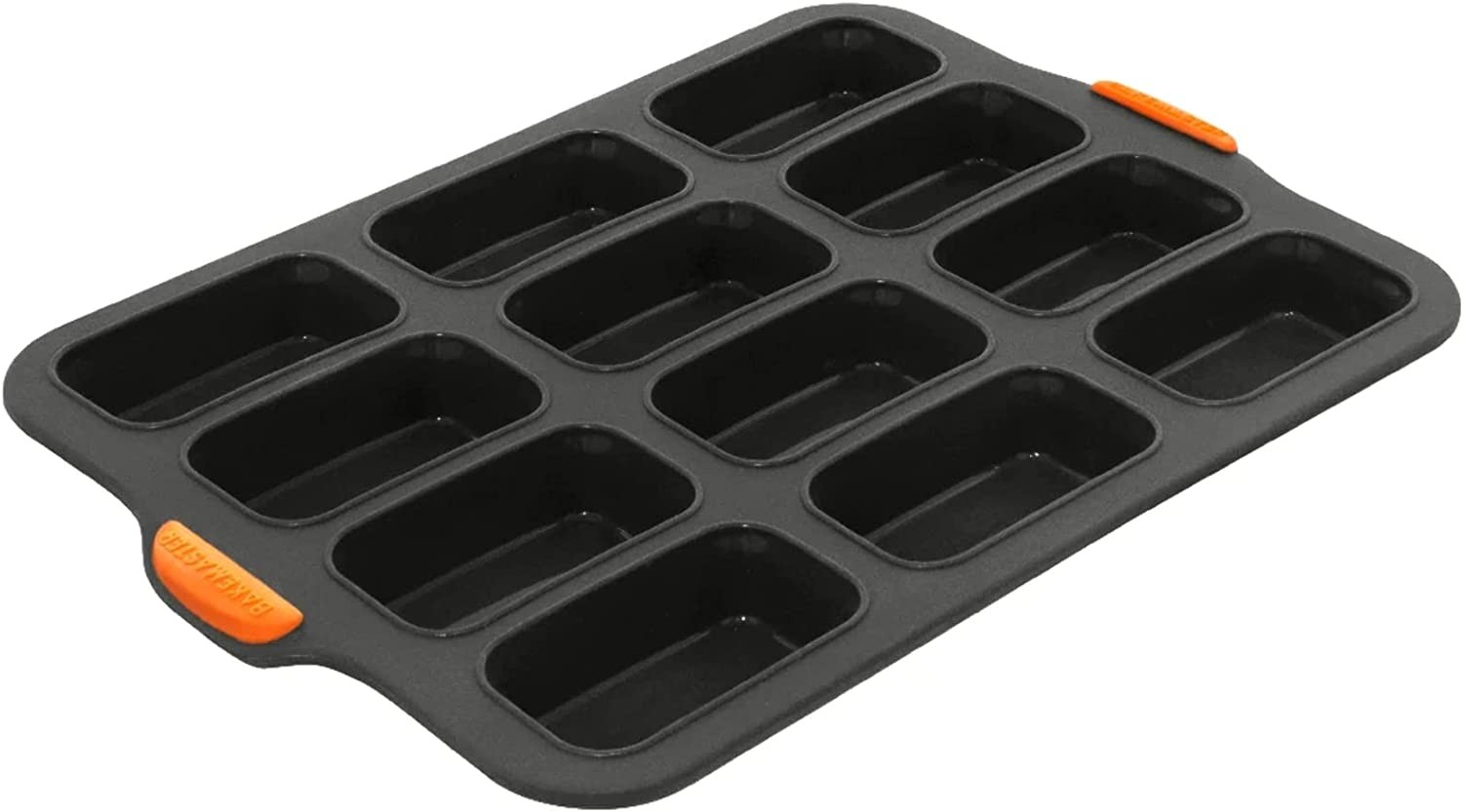 Bakemaster Silicone 12 Cup Mini Loaf Pan, 35.5 X 24.5 Cm, Grey