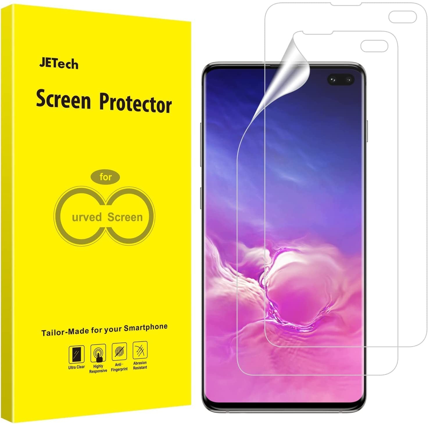 Jetech Screen Protector for Samsung Galaxy S10 plus S10+, TPU Ultra HD Film, Case Friendly, 2-Pack