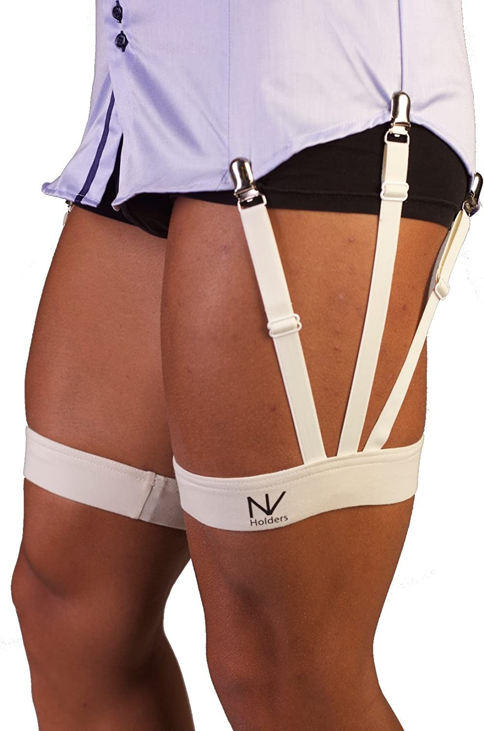 NV Holders: S-Holder – Premium Shirt Stays, Shirt Holders, Shirt Garters, Shirt Tuckers for Men, Beige, Large (24-27 Inches)