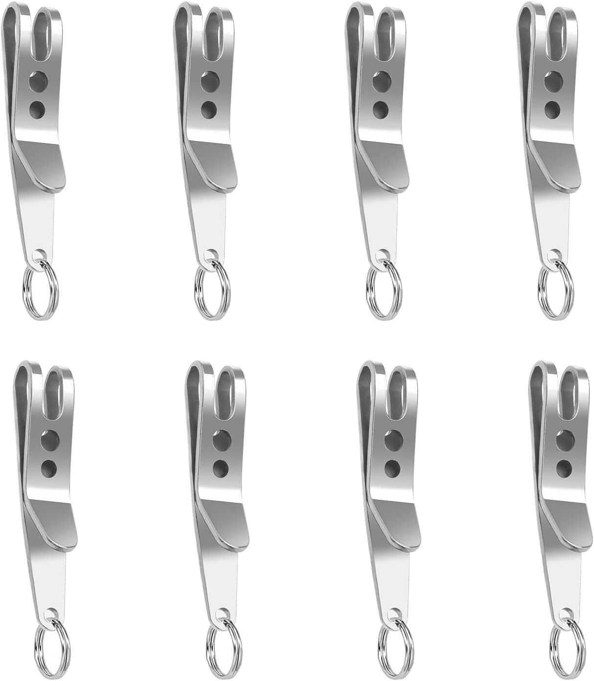 8PCS Suspension Clip for Hanging EDC Items Key Torch Flint Flash Drive Emergency Whistle Multi-Purpose Pocket Clip Key Belt Holder Outdoor Quick Hanging Tool with Key Ring