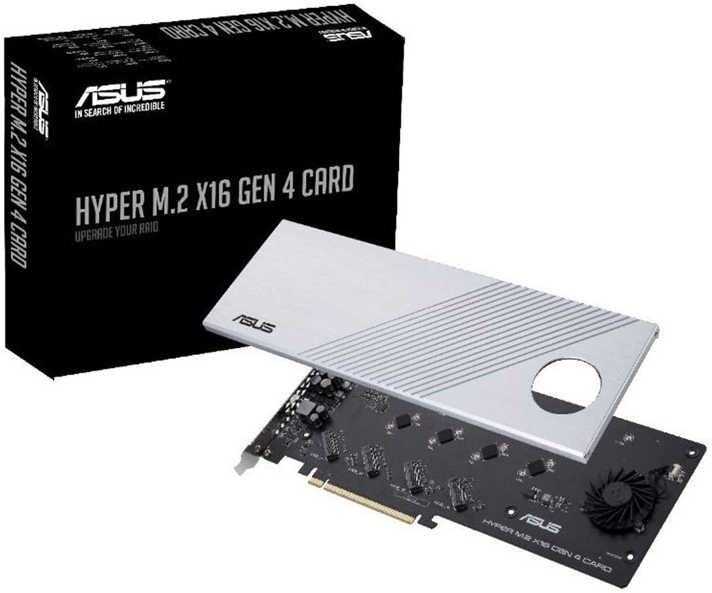 ASUS Hyper M.2 X16 Pcie 4.0 X4 Expansion Card Supports 4 Nvme M.2 (2242/2260/2280/22110) up to 256Gbps for AMD 3Rd Ryzen Strx40, AM4 Socket and Intel VROC Nvme Raid